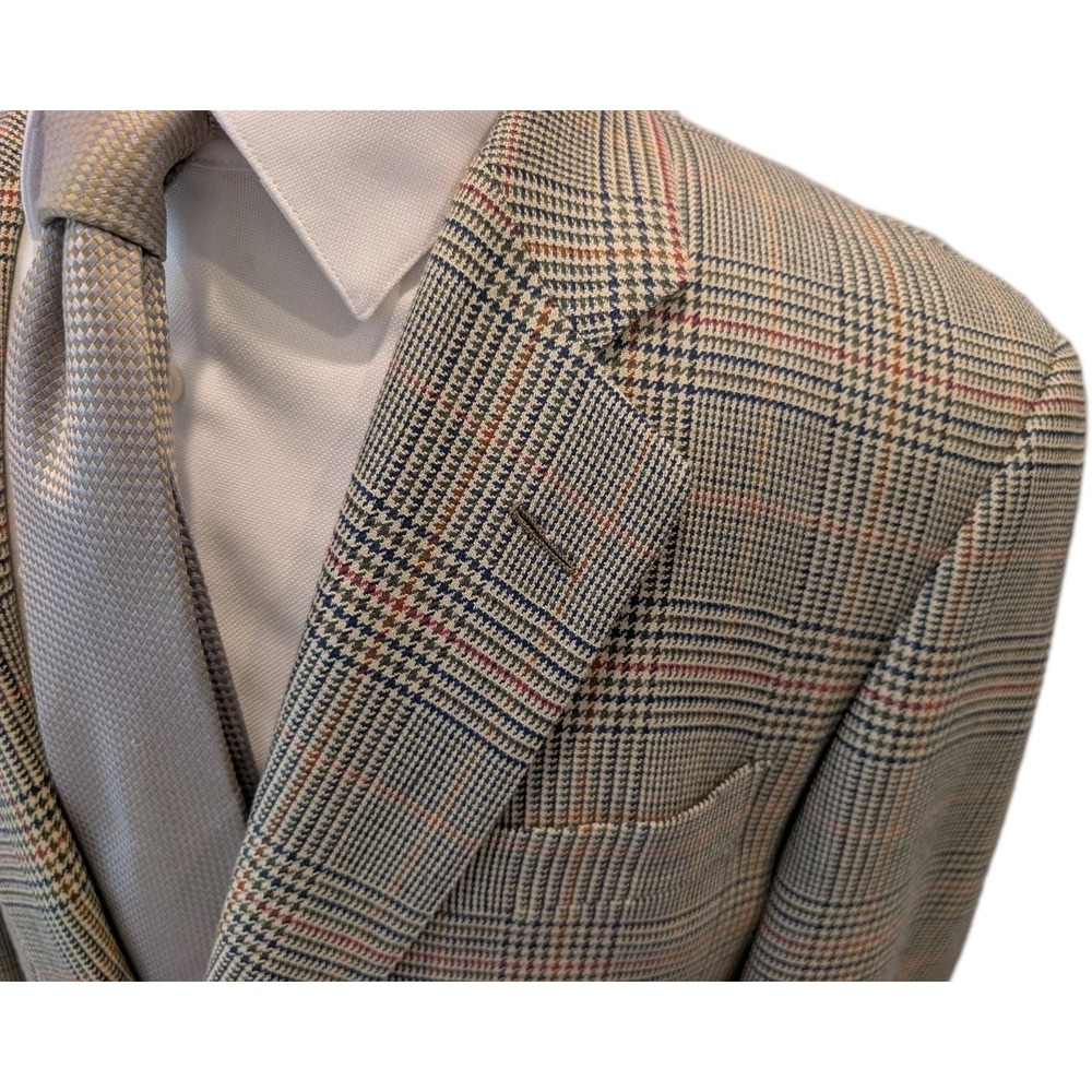 VTG Hickey Freeman Men 41S Plaid Wool Silk Grandpa Classic Sport Coat Blazer